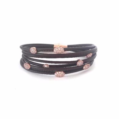 Henderson Collection Luca Leather Bracelet with Rose Sterling silver LBC264-15