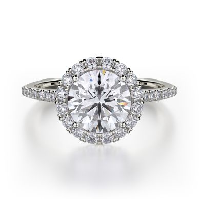 Michael M R440S-1 White Gold Round Engagement Ring