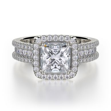 Michael M R466-2 White Gold Princess Cut Engagement Ring
