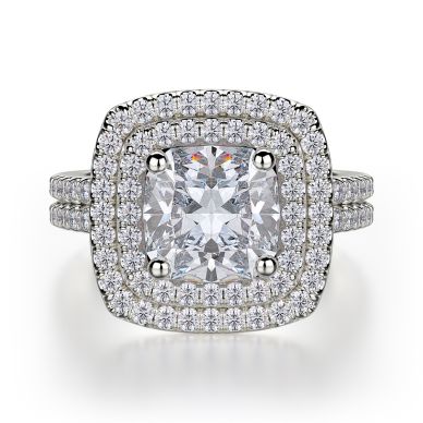 Michael M R560-2 White Gold Cushion-Cut-Engagement Ring