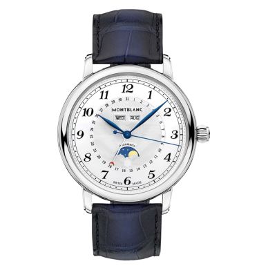 montblanc blue leather men's watch 118514