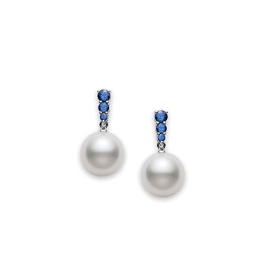 PEA642SW Mikimoto Sapphire and Pearl Earrings