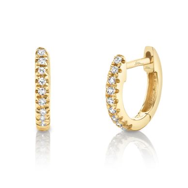 Shy Creation Diamond and Yellow Gold Hoop Earrings for Her