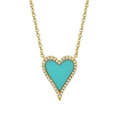 turquoise and diamond heart necklace