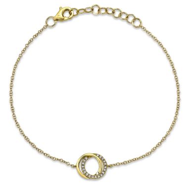 Diamond and yellow gold circle bracelet