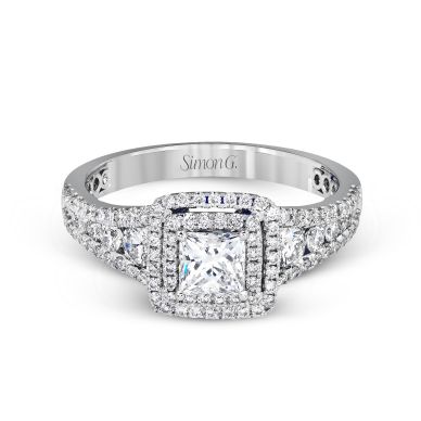 Simon G MR2589 White Gold Princess Cut Engagement Ring