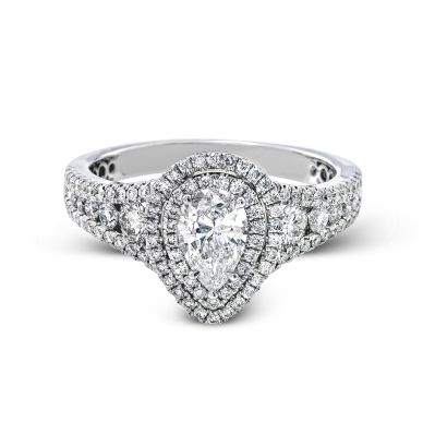 Simon G MR2592 Platinum Pear Cut Engagement Ring