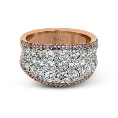 Simon G. MR2619 White and Rose Gold Multi-Row Diamond Statement Ring for Women