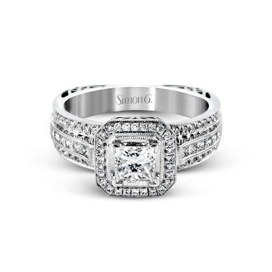Simon G NR454 White Gold Princess Cut Engagement Ring