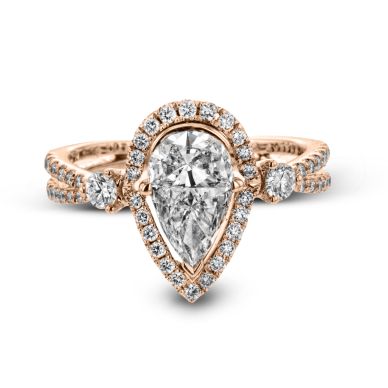 Simon G TR603 Rose Gold Pear Cut Engagement Ring