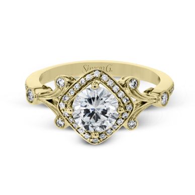 Simon G TR656 Yellow Gold Round Cut Engagement Ring