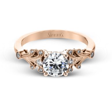 Simon G TR667 Rose Gold Round Cut Engagement Ring