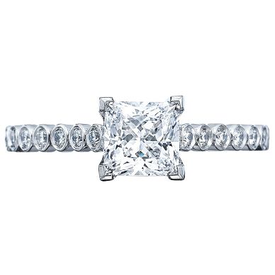 200-2PR Sculpted Crescent White Gold Princess Cut Engagement Ring 
