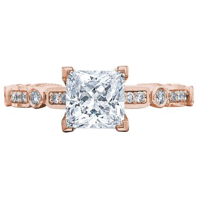 202-2PR5-PK Sculpted Crescent Rose Gold Princess Cut Engagement Ring 