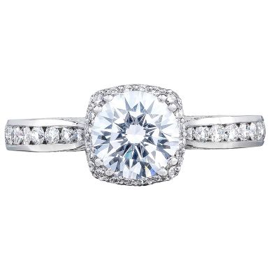 2646-25RDC65 Dantela Platinum Round Engagement Ring 