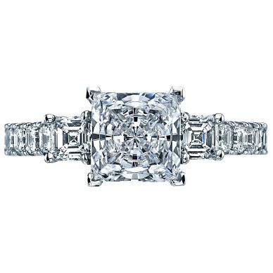 29-25PR Clean Crescent White Gold Princess Cut Engagement Ring 