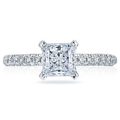 HT2545PR6 Petite Crescent Platinum Princess Cut Engagement Ring 