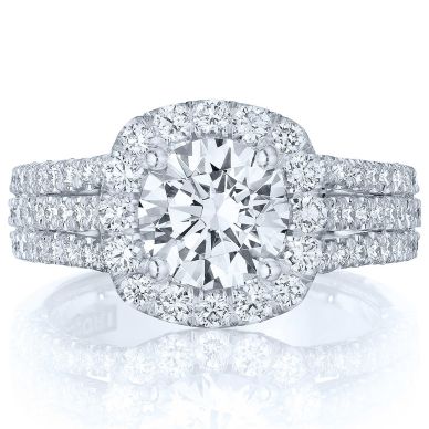 HT2551CU75 Petite Crescent Platinum Round Engagement Ring 