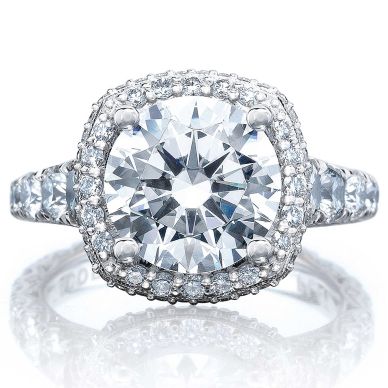 HT2624CU95 RoyalT Platinum Round Engagement Ring 