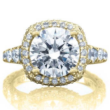 HT2624CU95-Y RoyalT Yellow Gold Round Engagement Ring 