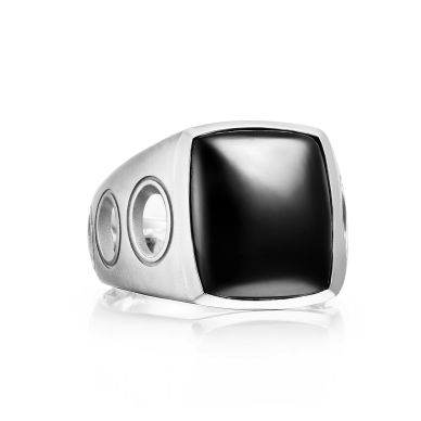 MR10519 Men's Silver Black Onyx Fashion Ring