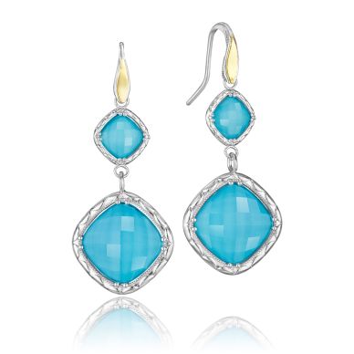 SE118Y05 Island Rains Silver and Yellow Gold Neolite Turquoise Dangle Earrings for Women