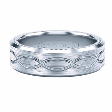 Verragio white gold infinity etched men's wedding band