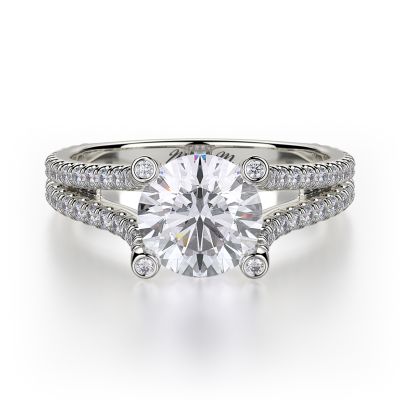 Michael M R487-1 White Gold Round Engagement Ring