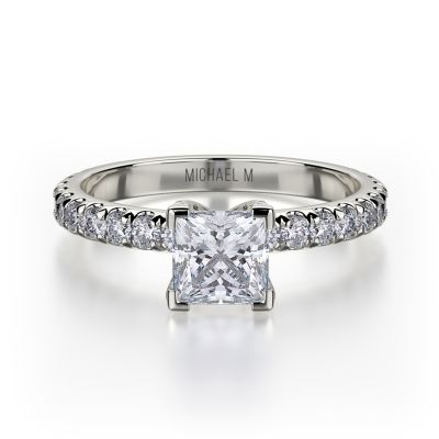 Michael M R493-0-75 White Gold Princess Cut Engagement Ring