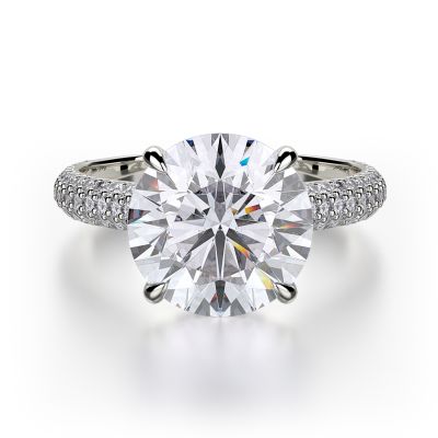 Michael M R707-3 White Gold Round Engagement Ring
