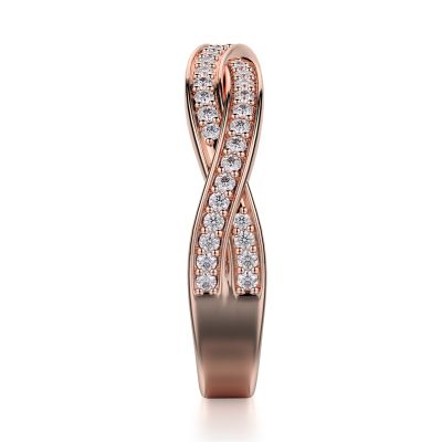 Michael M R709B Rose Gold Diamond Twist Wedding Ring for Women Wedding Ring