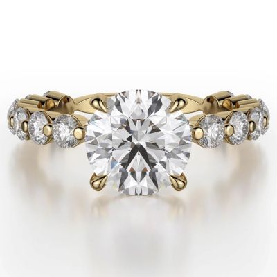 Michael M R782-1.5 Crown Delicate Yellow Gold Round Engagement Ring