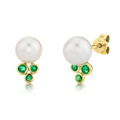 SC36214100 Shy Creation Jackie 0.17 ct Emerald and Cultured Pearl Earring 