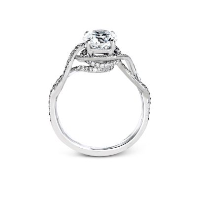 Simon G LP2304 Platinum Round Cut Engagement Ring Side