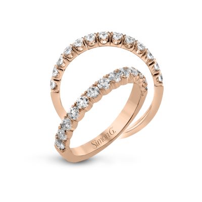 Simon G. LP2347 Rose Gold Simple Diamond Wedding Ring for Women Angle