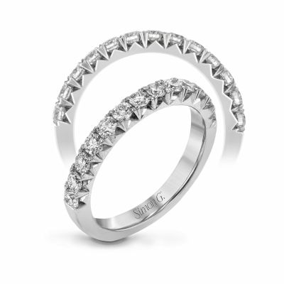 Simon G. LP2350 Platinum Unique Pave Wedding Ring for Women Angle