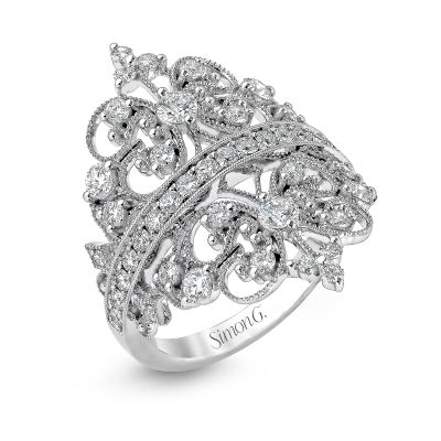Simon G. MR2389 White Gold Diamond Crown Ring for Women Angle