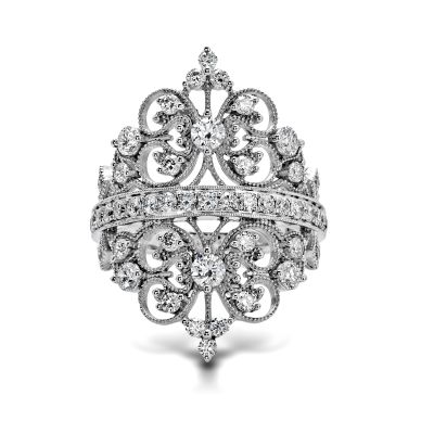 Simon G. MR2389 White Gold Diamond Crown Ring for Women