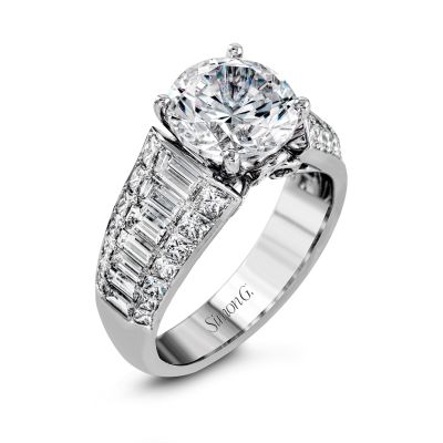 Simon G MR2534 White Gold Unique Wide Band Engagement Ring