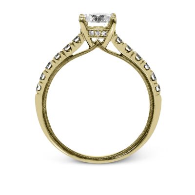 Simon G TR654 Yellow Gold Round Cut Engagement Ring Side