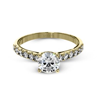 Simon G TR654 Yellow Gold Round Cut Engagement Ring