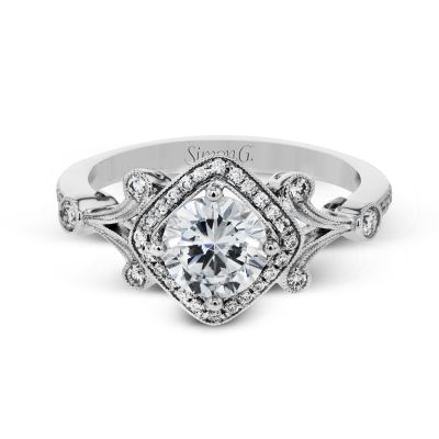 Simon G TR656 Platinum Round Cut Engagement Ring