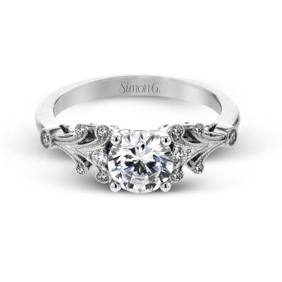 Simon G TR667 Platinum Round Cut Engagement Ring