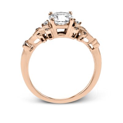 Simon G TR667 Rose Gold Round Cut Engagement Ring Side