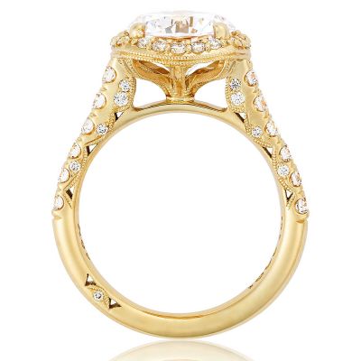 HT254725CU9Y Petite Crescent Yellow Gold Round Engagement Ring 