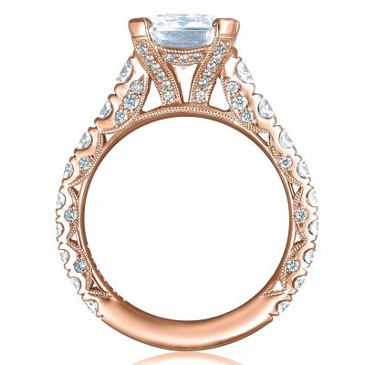 HT2623EC10X8-PK RoyalT Rose Gold Emerald Cut Engagement Ring 