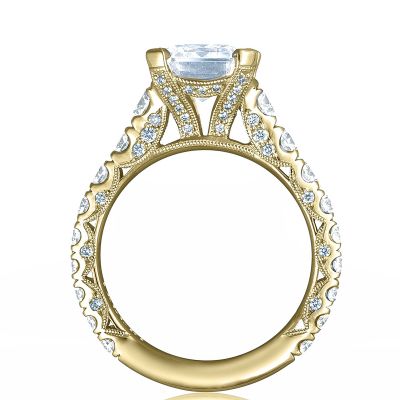 HT2623EC10X8-Y RoyalT Yellow Gold Emerald Cut Engagement Ring 