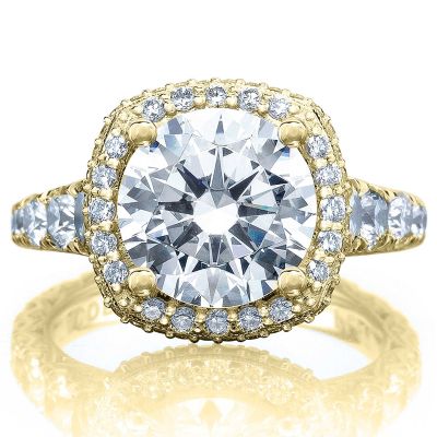 HT2624CU95-Y RoyalT Yellow Gold Round Engagement Ring 