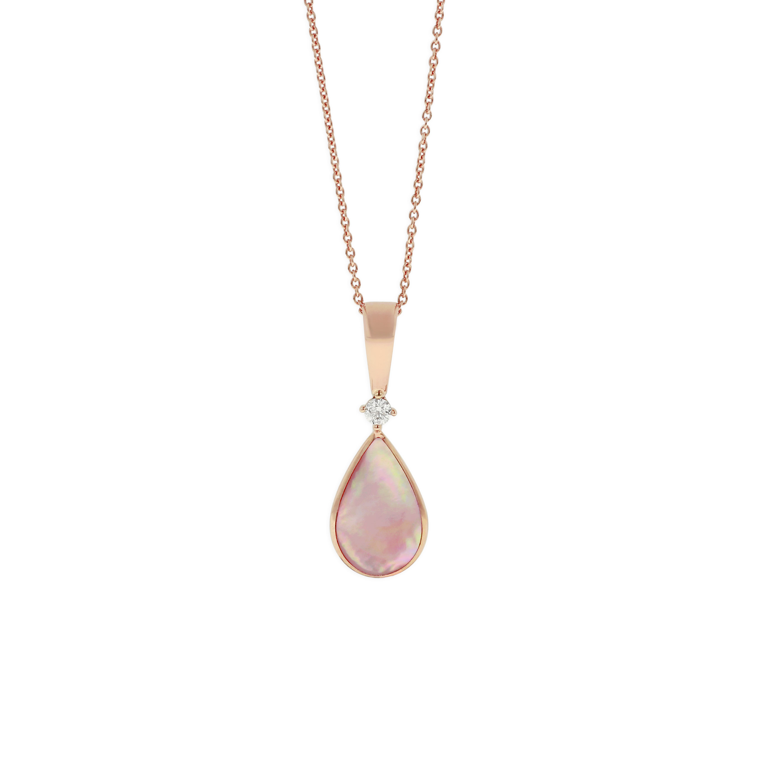 NPCF065MP-CH Rose Gold Diamond and Pink Mother of Pearl Necklace