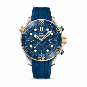 Omega men's blue and gold watch